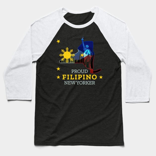 Proud Filipino New Yorker - New York State Baseball T-Shirt by Family Heritage Gifts